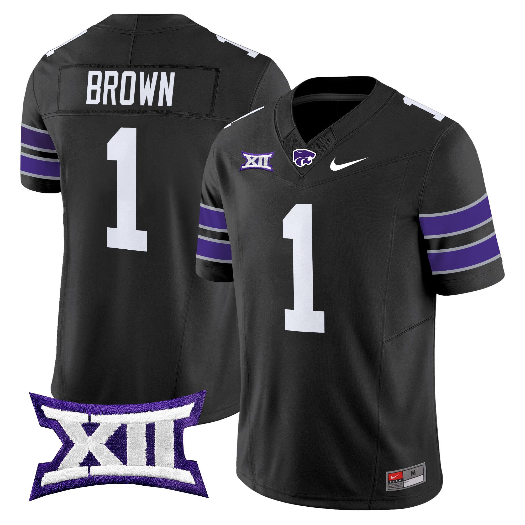 Men Kansas State Wildcats #1 Brown Black Nike 2024 Vapor Limited NCAA Jersey style 1